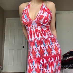Tart Red and White Printed Flowy Summer Dress